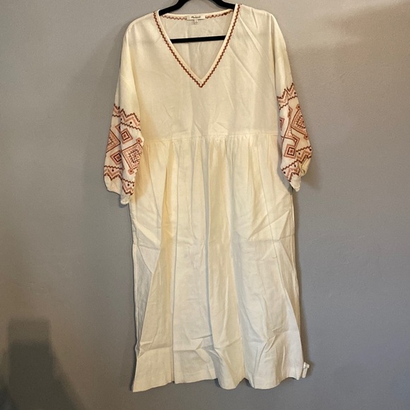 Madewell Embroidered-Sleeve Popover Midi Dress size small - Picture 4 of 7